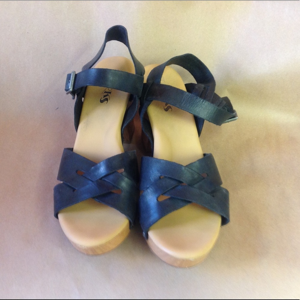 KORKS Black Sandals Bagley Platform Leather